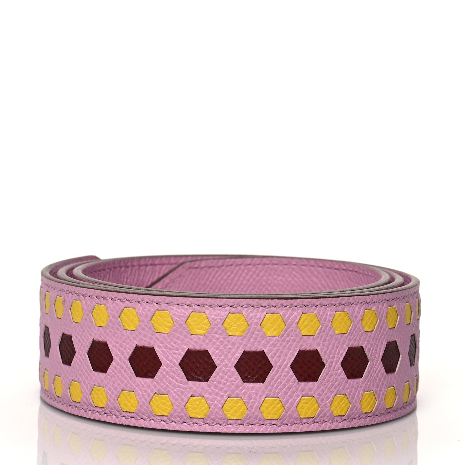 Hermes Epsom 30mm Hexagone Tressage Shoulder Strap Mauve Sylvestre Rouge H Jaune de Naples 2 of 6