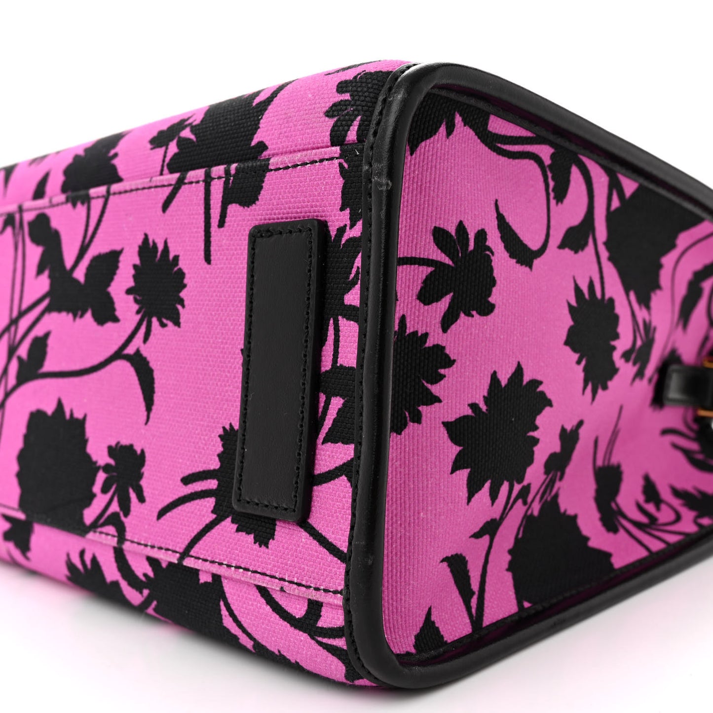 Calfskin Cotton Floral Printed La Medusa Book Tote Black Water Lily