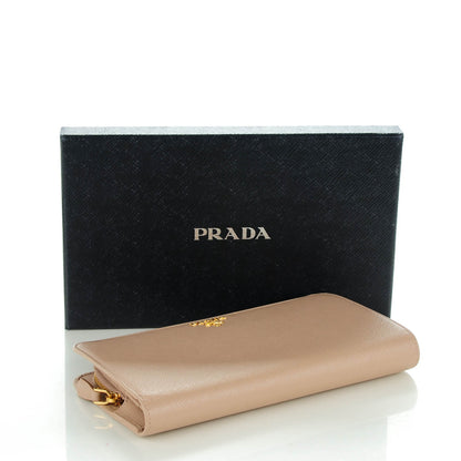 Prada Saffiano Metal Double Snap Travel Wallet Cammeo 4 of 7