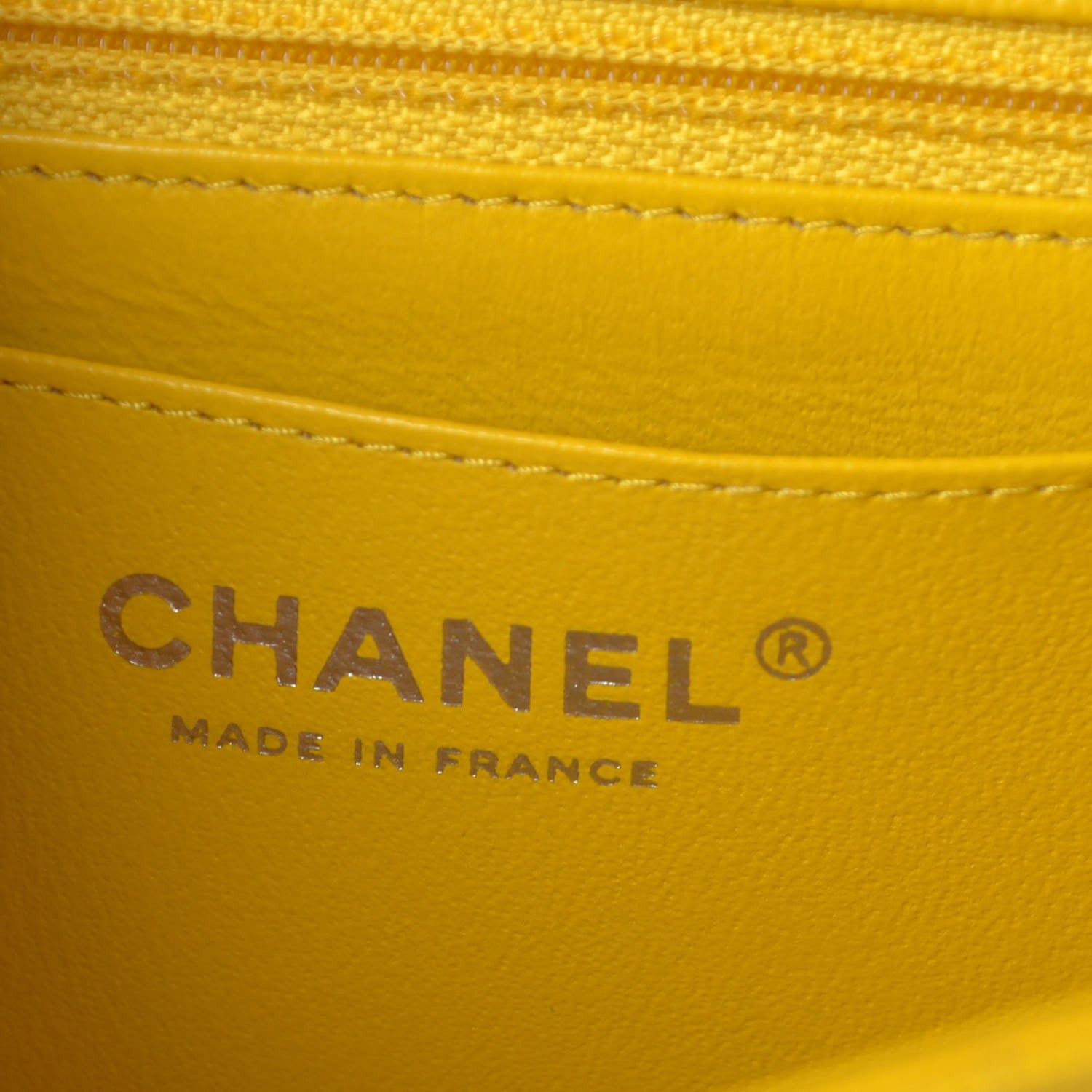 Chanel Caviar Chevron Quilted Mini Rectangular Flap Yellow 6 of 8