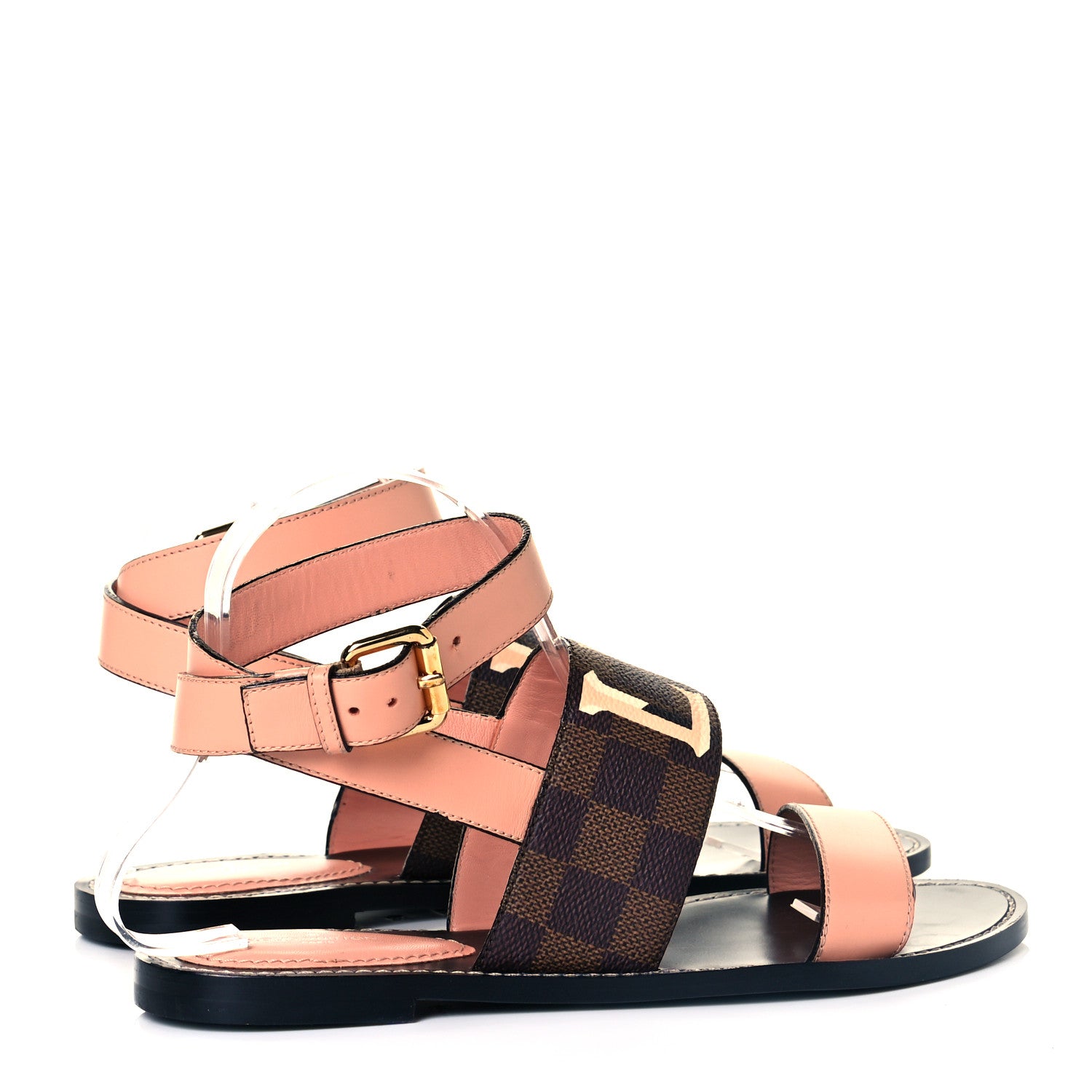 Louis Vuitton Calfskin Damier Ebene Passenger Flat Sandals 38 Venus Pink 4 of 8