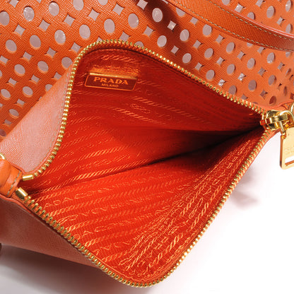 Prada Saffiano Perforated Tote Papaya 9 of 10