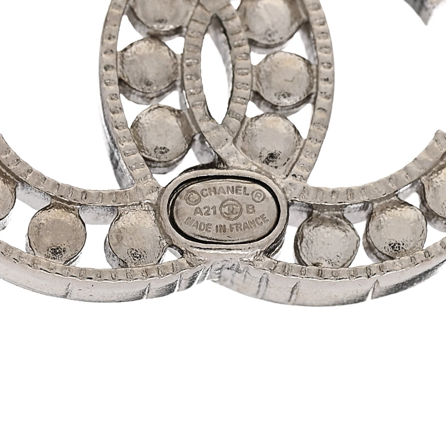 Crystal CC Chain Earrings Silver