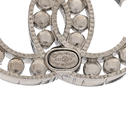 Chanel Crystal CC Chain Earrings Silver 4 of 5