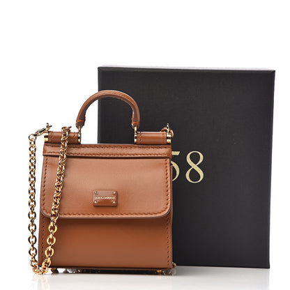 Dolce & Gabbana Calfskin Micro 58 Miss Sicily Satchel Brown 9 of 9