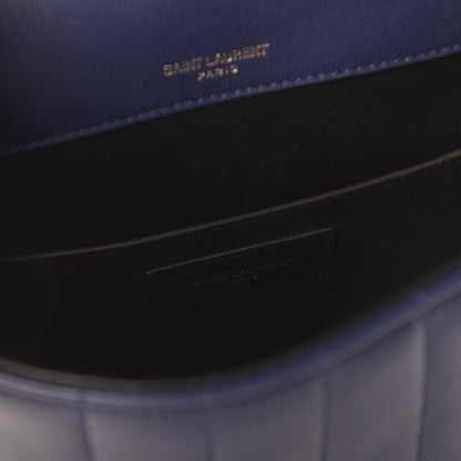 Saint Laurent Lambskin Matelasse Monogram Medium Vicky Chain Bag Blue 7 of 9