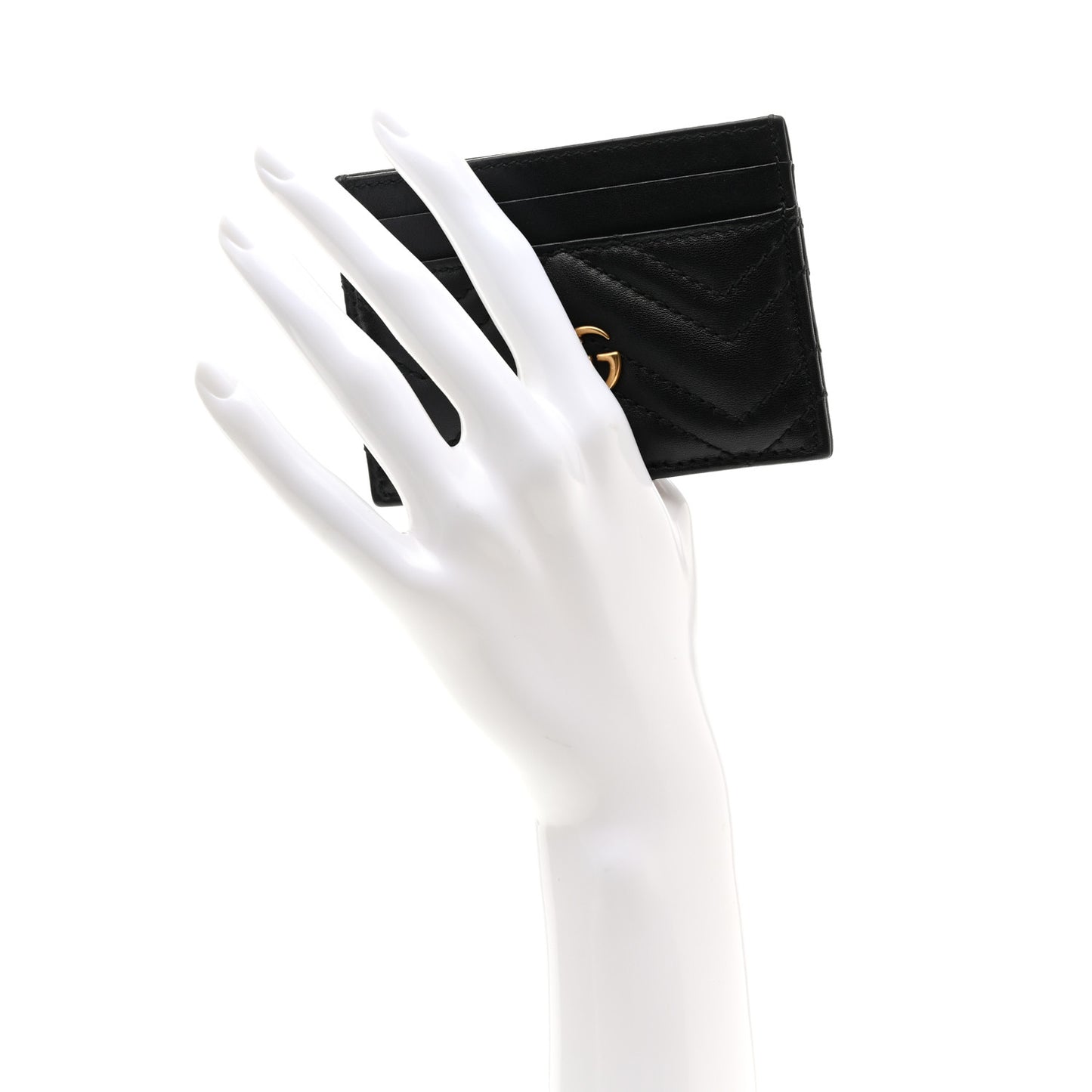 Calfskin Matelasse GG Marmont Card Holder Black