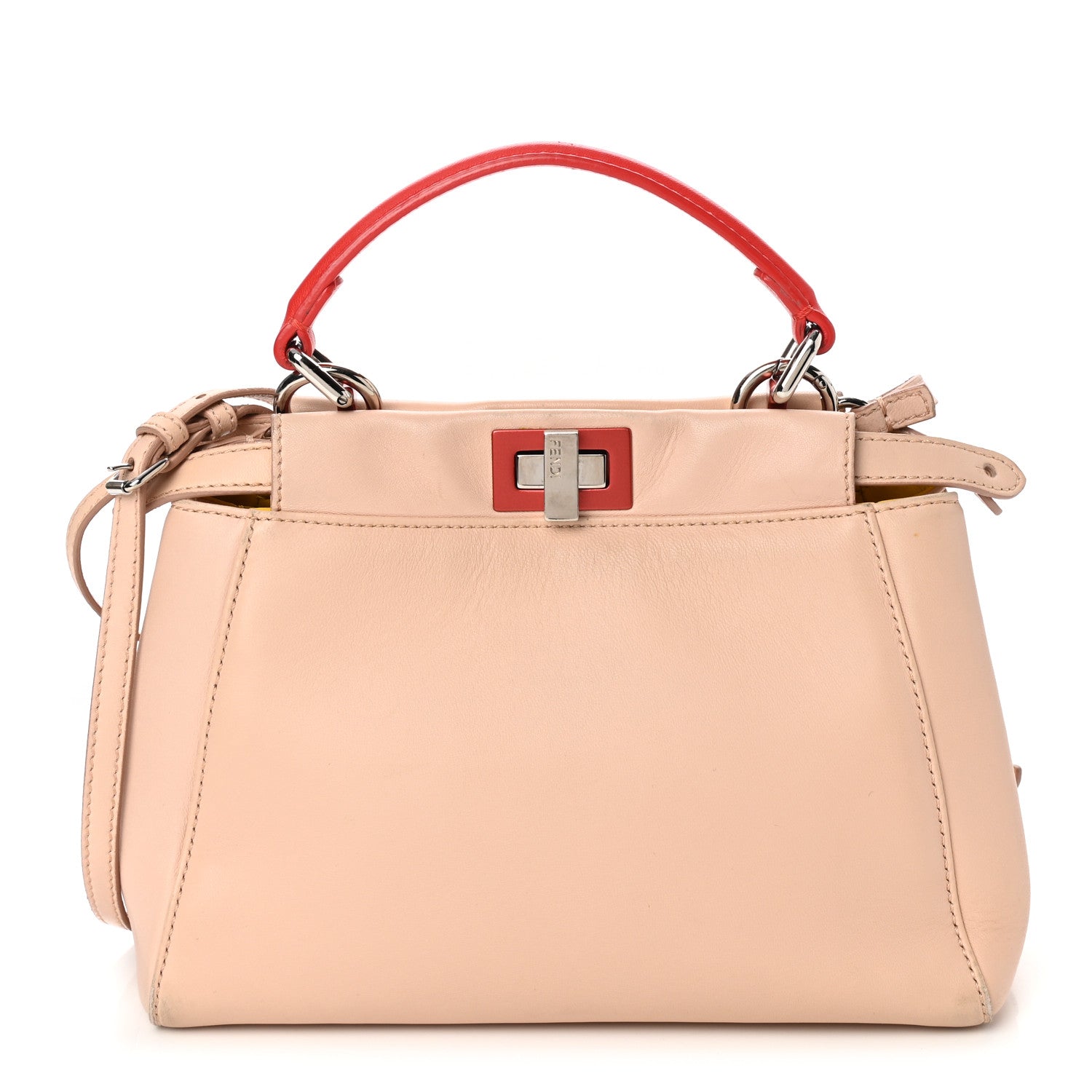 Fendi Nappa Colorblock Mini Peekaboo Iconic Satchel Plaster Sunflower Papavero 1 of 18