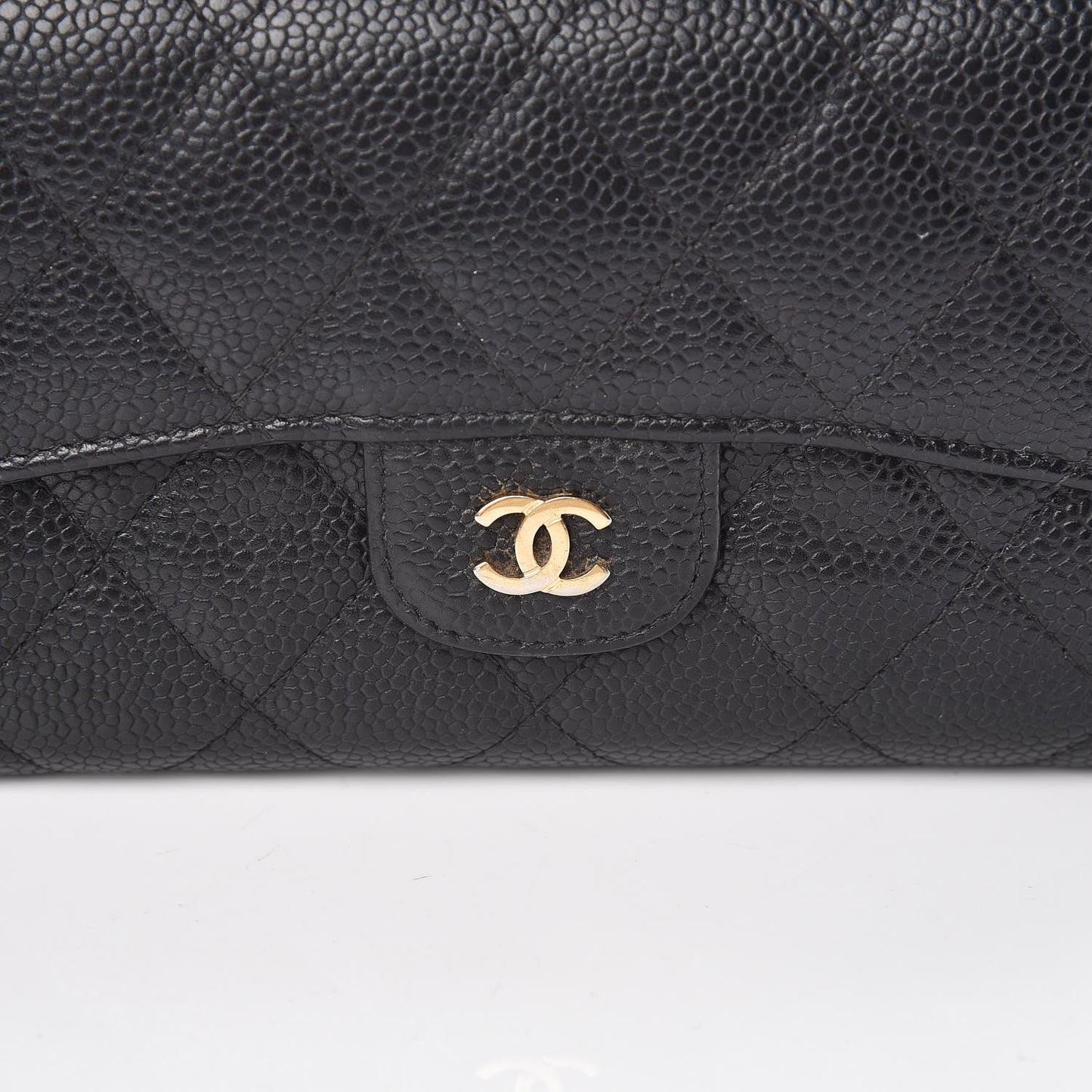 Caviar Quilted Long Flap Wallet Black