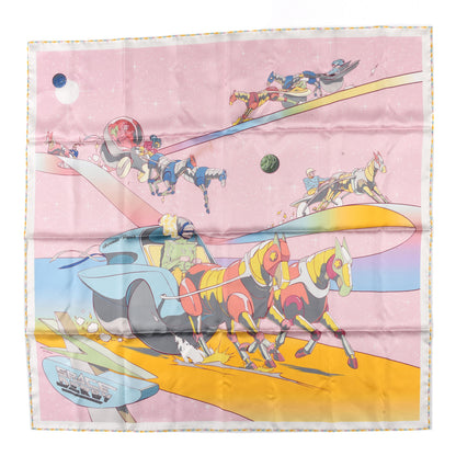 Hermes Silk Space Derby Scarf 90 Rose Pale Ciel Jaune 1 of 5
