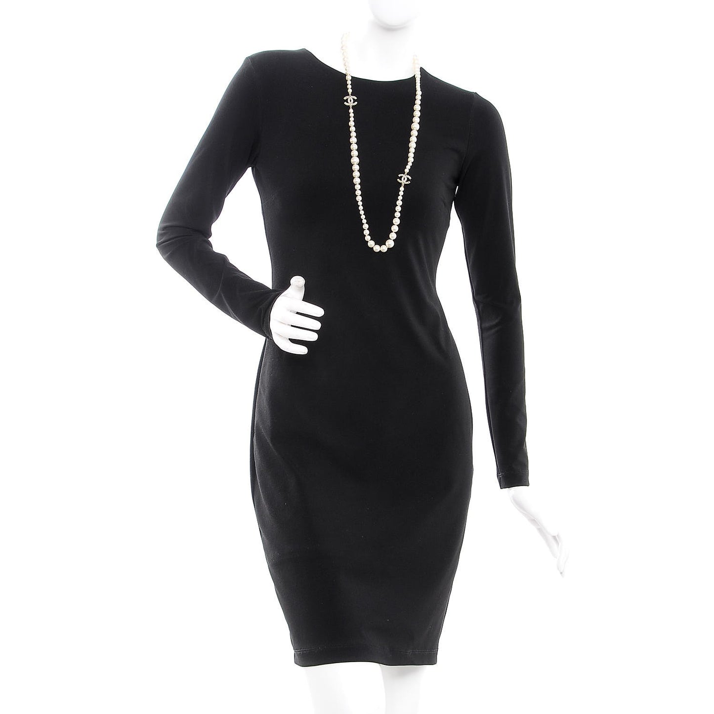Graduated Pearl CC Long Necklace