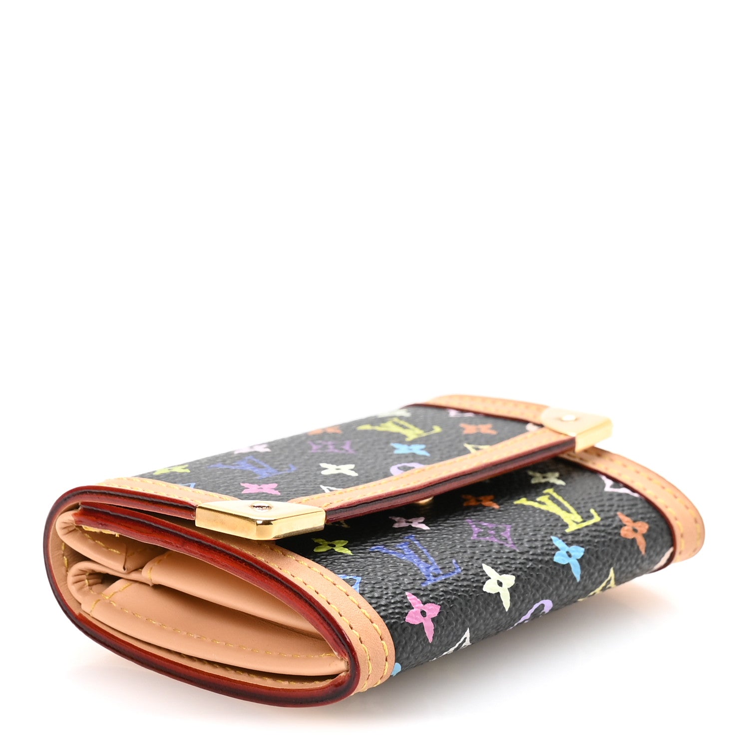 Louis Vuitton Monogram Multicolor Porte-Monnaie Plat Coin Purse Black 4 of 6