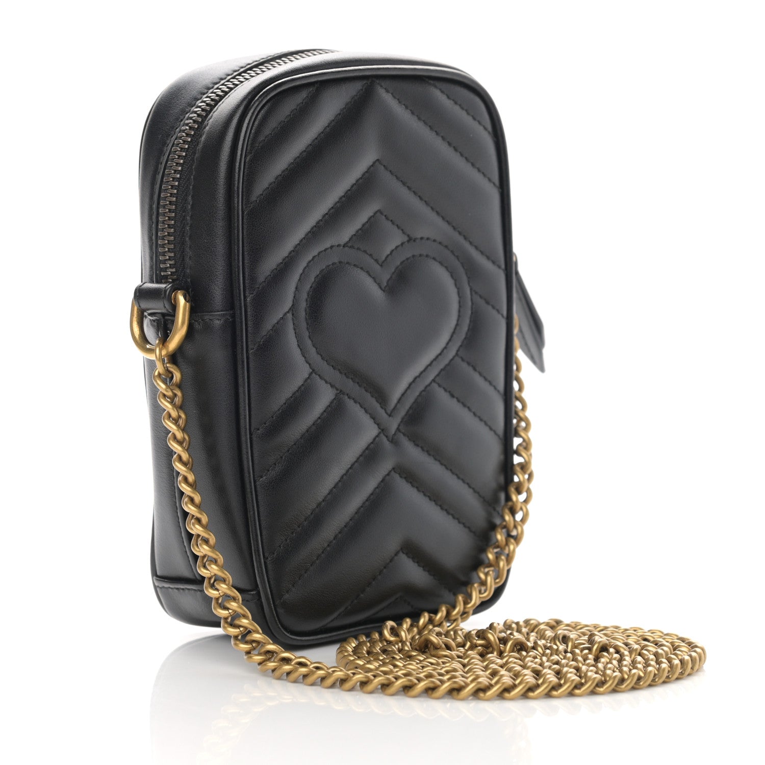 Gucci Calfskin Matelasse Mini GG Marmont Crossbody Bag Black 3 of 12