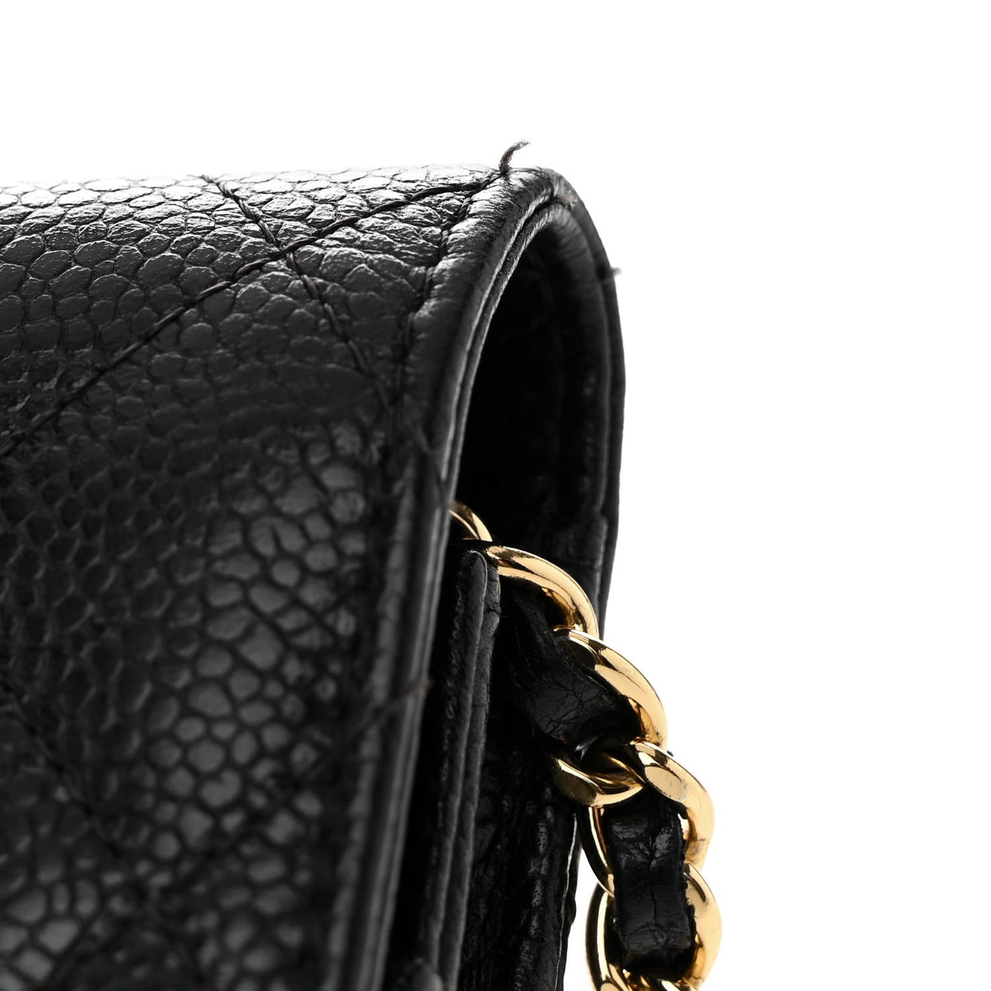Caviar Quilted Wallet on Chain WOC Black