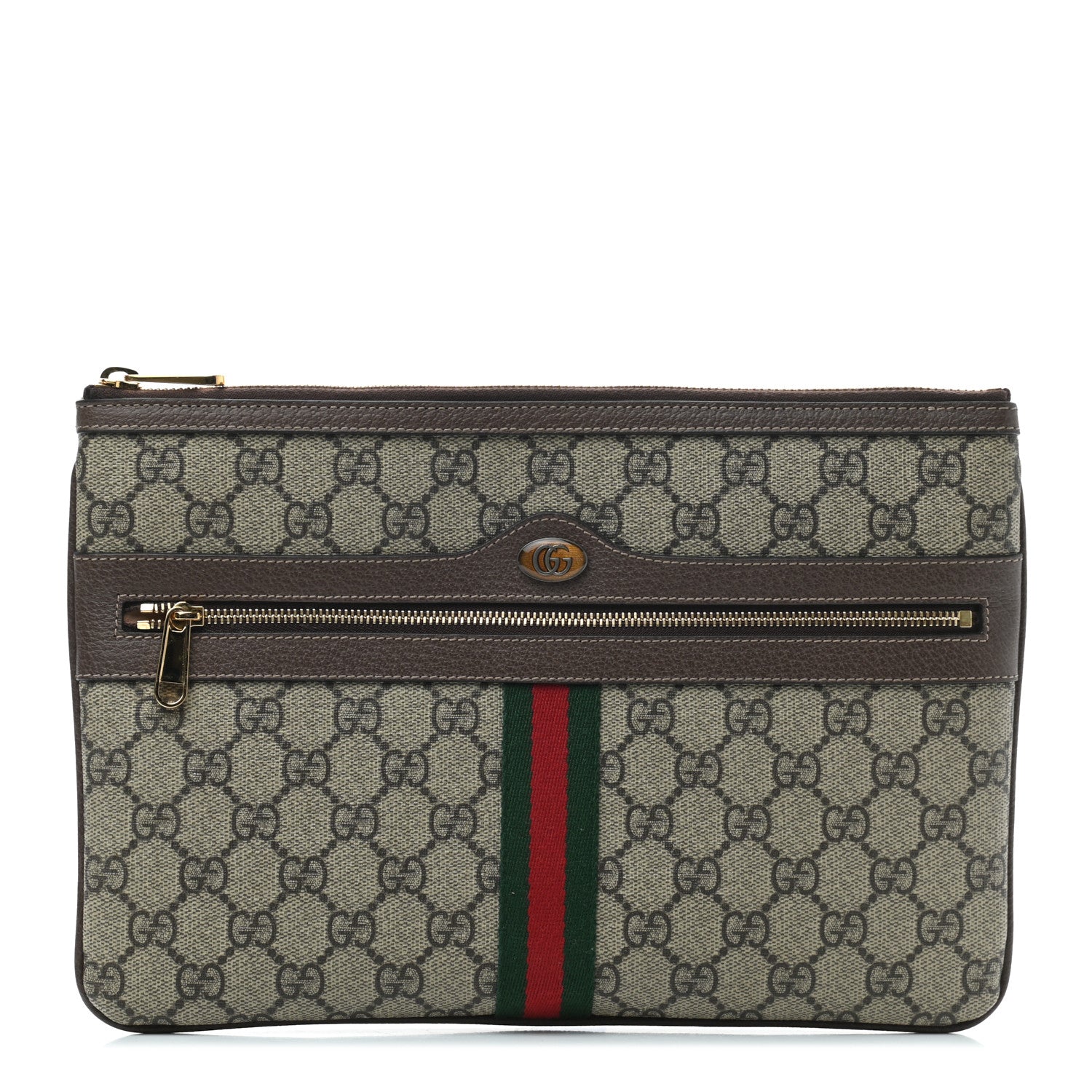 Gucci GG Supreme Monogram Large Ophidia Pouch Clutch Brown 1 of 7