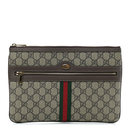 Gucci GG Supreme Monogram Large Ophidia Pouch Clutch Brown 1 of 7