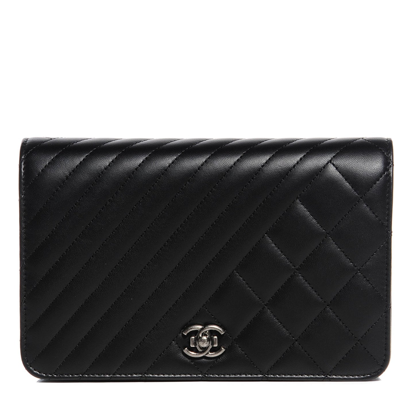 Lambskin Quilted Coco Boy Wallet On Chain WOC Black