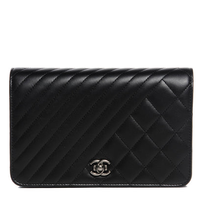 Chanel Lambskin Quilted Coco Boy Wallet On Chain WOC Black 1 of 7
