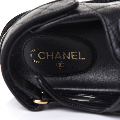 Chanel Grained Calfskin Velcro Dad Sandals 38 Black 9 of 17