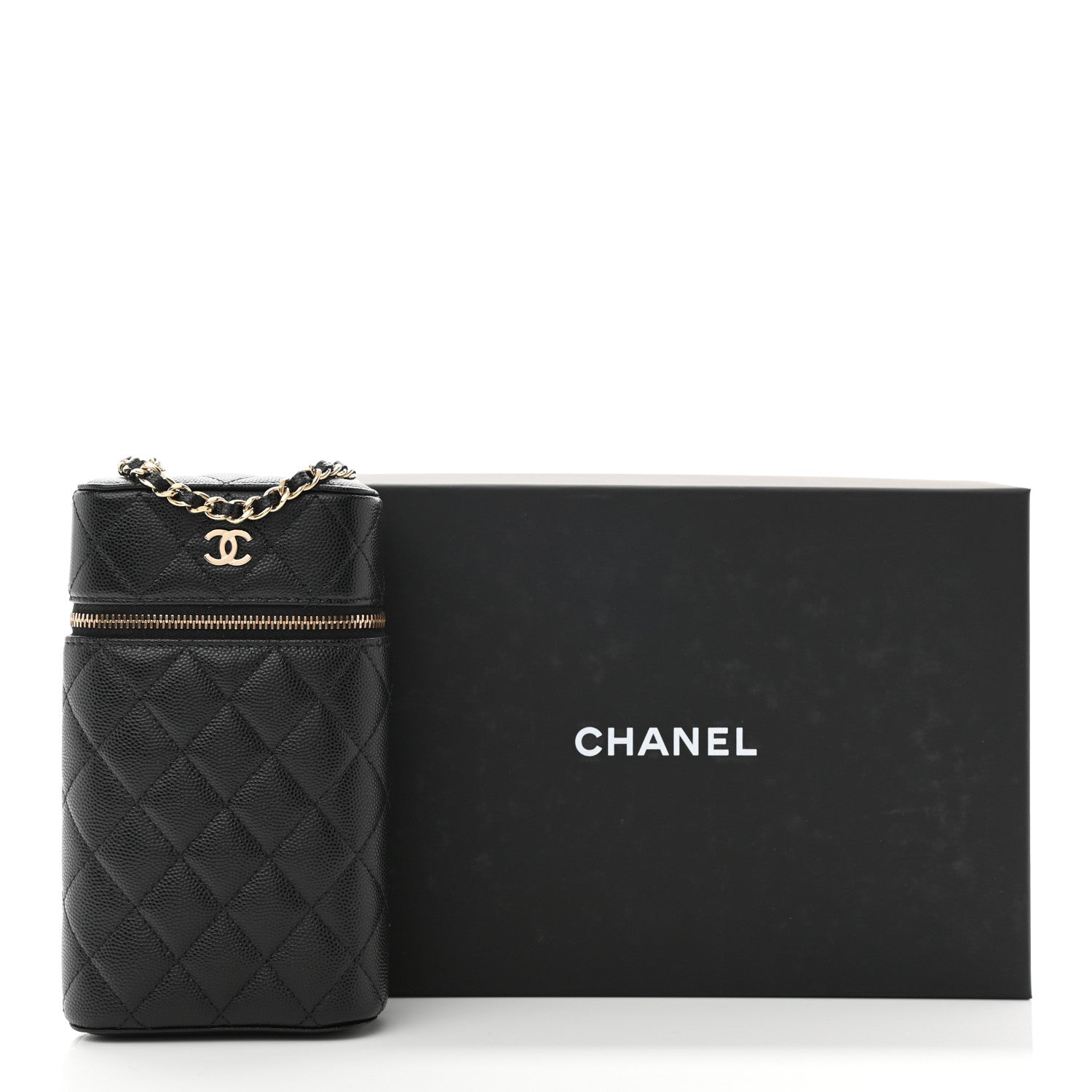 Chanel Caviar Quilted Phone Holder With Chain Black 10 of 10