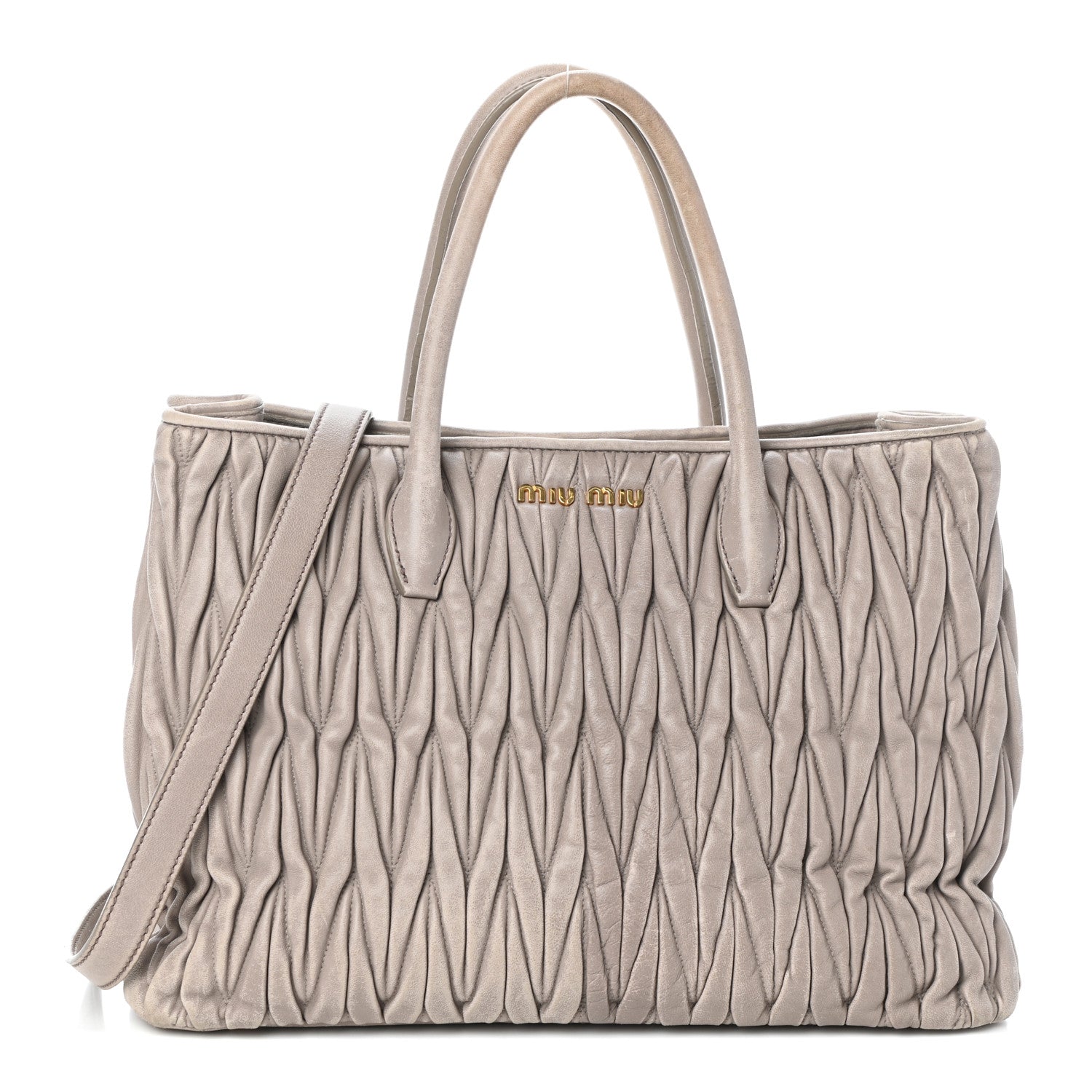 Miu Miu Nappa Matelasse Tote Pomice 1 of 11