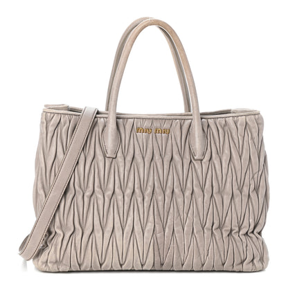 Miu Miu Nappa Matelasse Tote Pomice 1 of 11