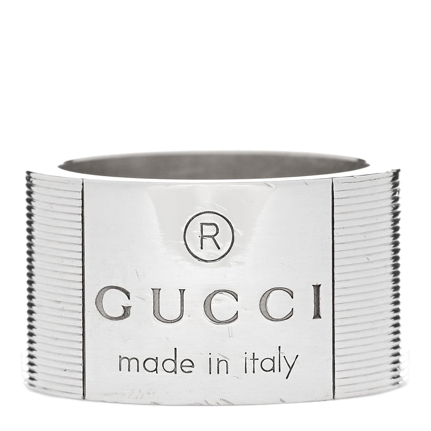 Gucci Sterling Silver 12mm Signature Band Ring 52 6 1 of 6