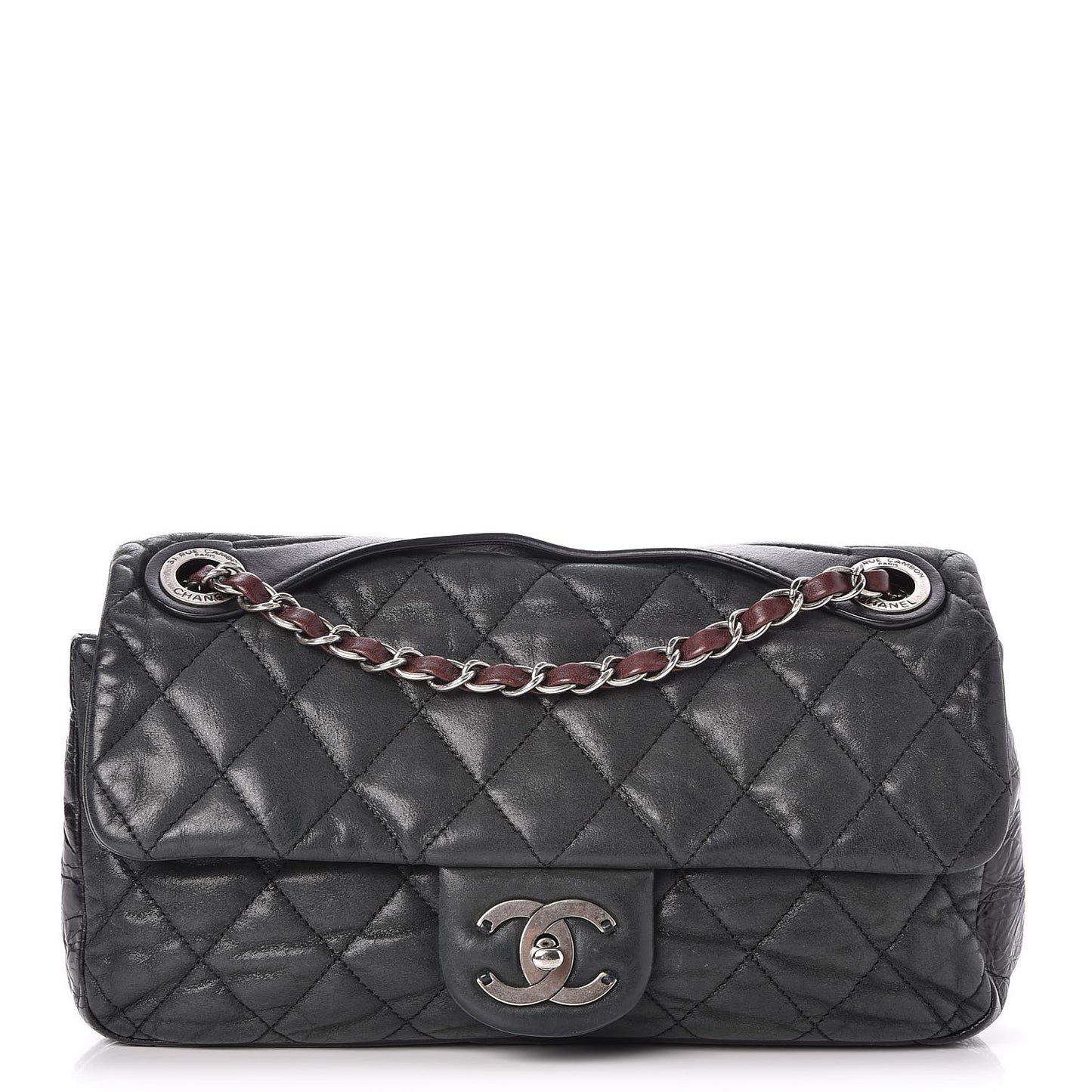 Iridescent Calfskin Medium In The Mix Flap Black