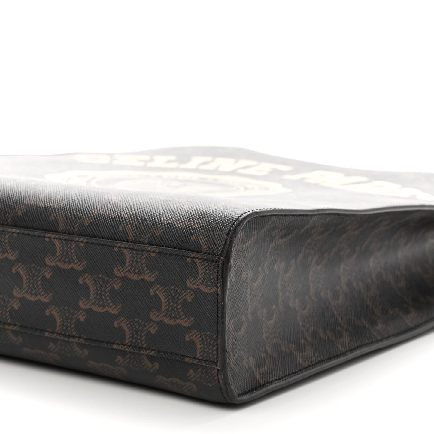 Triomphe Canvas Calfskin Paris Print Small Vertical Cabas Tan