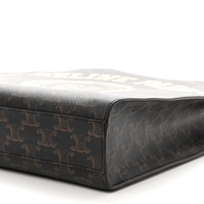 Celine Triomphe Canvas Calfskin Paris Print Small Vertical Cabas Tan 8 of 8
