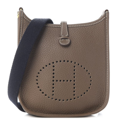 Hermes Taurillon Clemence Amazone Evelyne TPM Etoupe Bleu Indigo 1 of 9