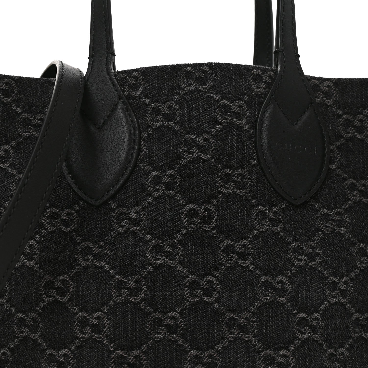 Gucci Denim Ophidia GG Monogram Tote Medium Black Grey 1924090