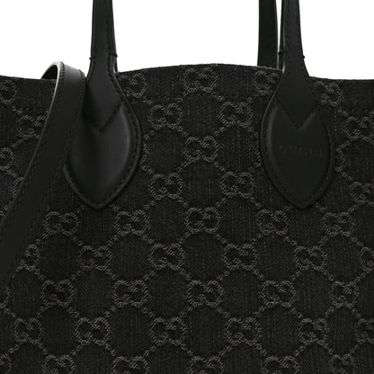 Gucci Denim Ophidia GG Monogram Tote Medium Black Grey 9 of 11