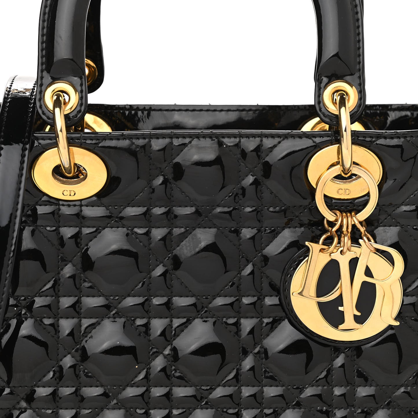 Patent Cannage Medium Lady Dior Black
