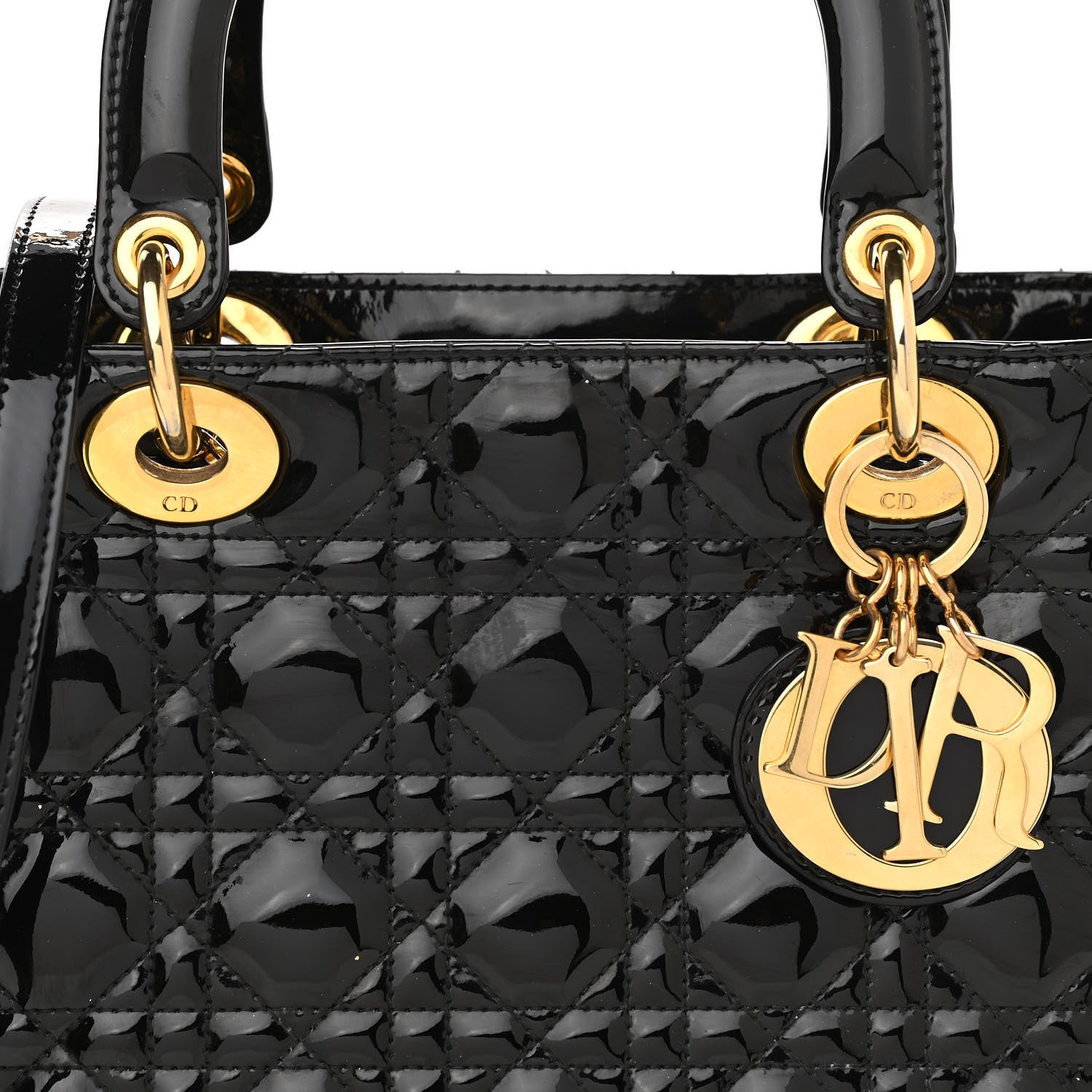 Christian Dior Patent Cannage Medium Lady Dior Black 7 of 10