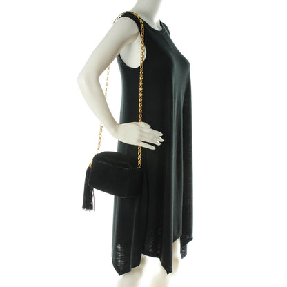 Chanel Suede Vertical Quilted CC Tassel Camera Case Black 2 of 7