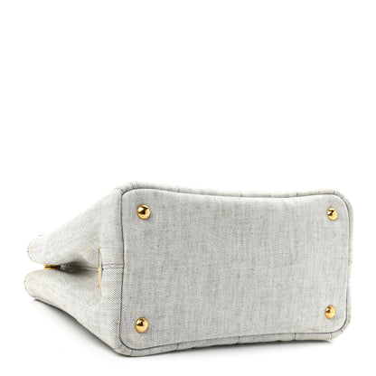 Prada Denim Small Logo Tote Bianco 4 of 12