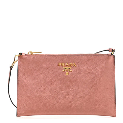 Prada Metallic Saffiano Small Flat Pouch Antico Mordore 1 of 10