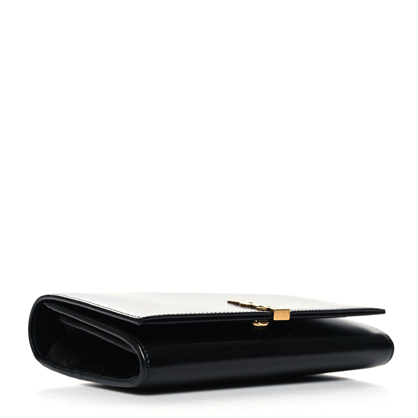Glossy Calfskin Monogram Chain Wallet Black