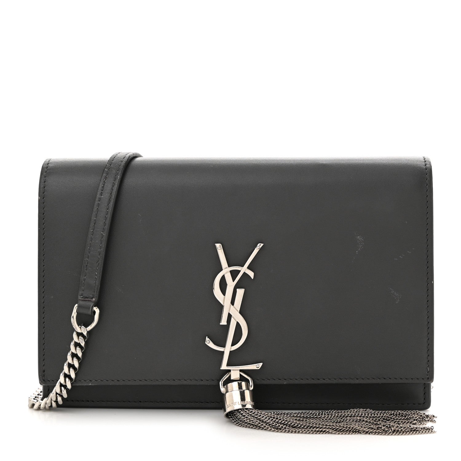 Saint Laurent Smooth Calfskin Classic Monogram Kate Tassel Chain Wallet Asphalt 1 of 11