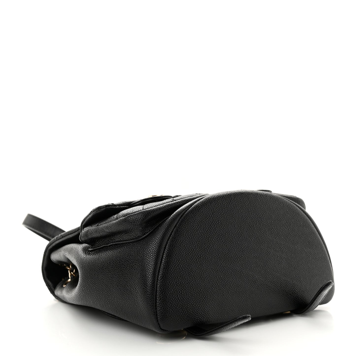 Shiny Caviar Quilted Medium Duma Pockets Drawstring Backpack Black