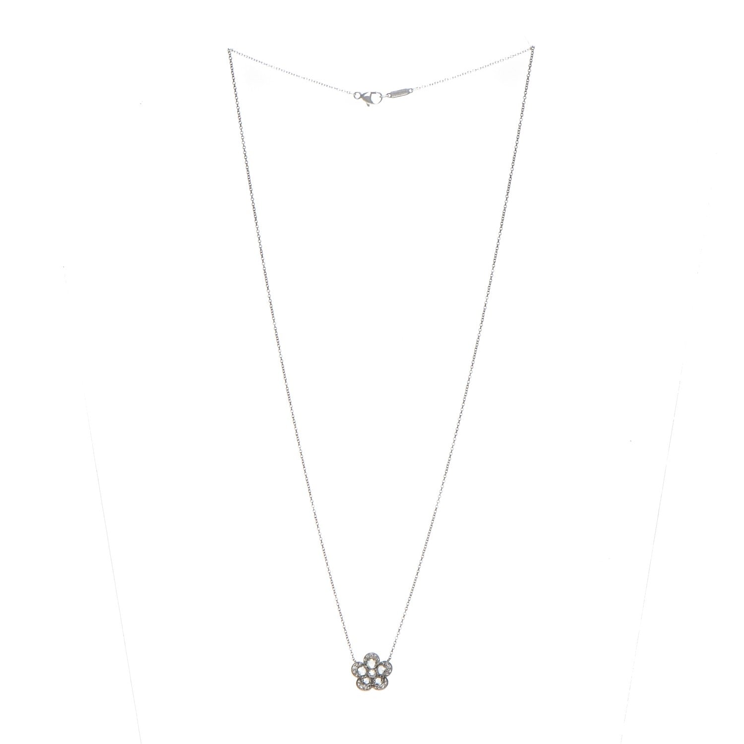 Tiffany Platinum Diamond Small Enchant Flower Pendant Necklace 4 of 7