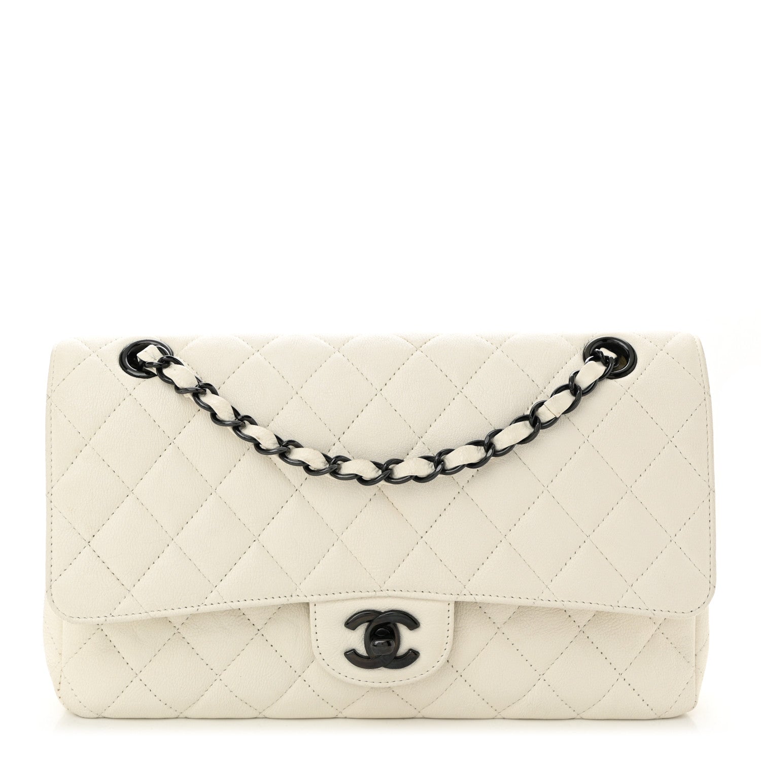 Chanel Crumpled Calfskin Quilted Medium Double Flap White 1 of 12