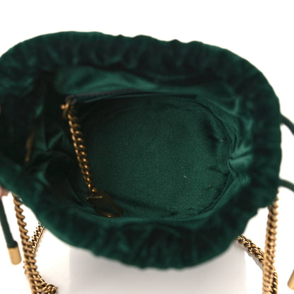 Gucci Velvet Matelasse Mini GG Marmont 2.0 Bucket Bag Dark Green 5 of 10