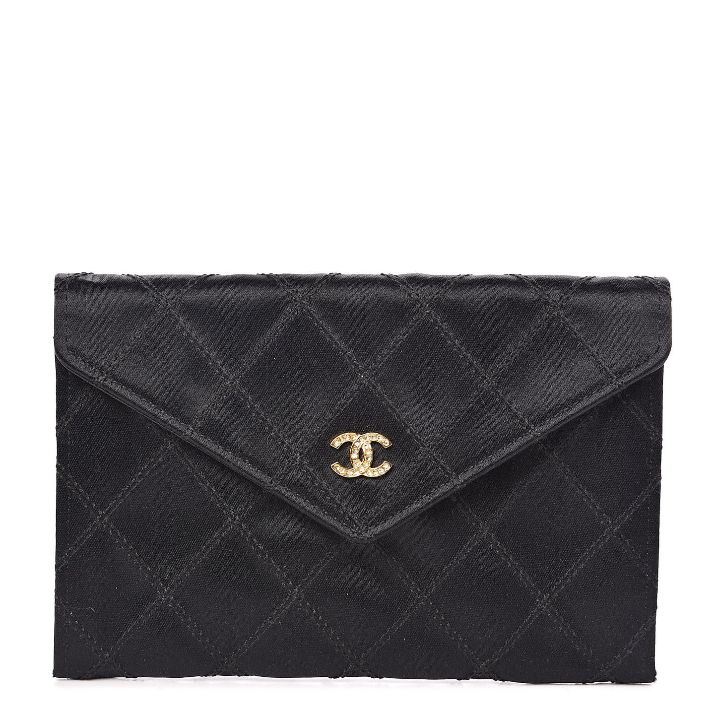 Satin Stitched Flap Card Case Black