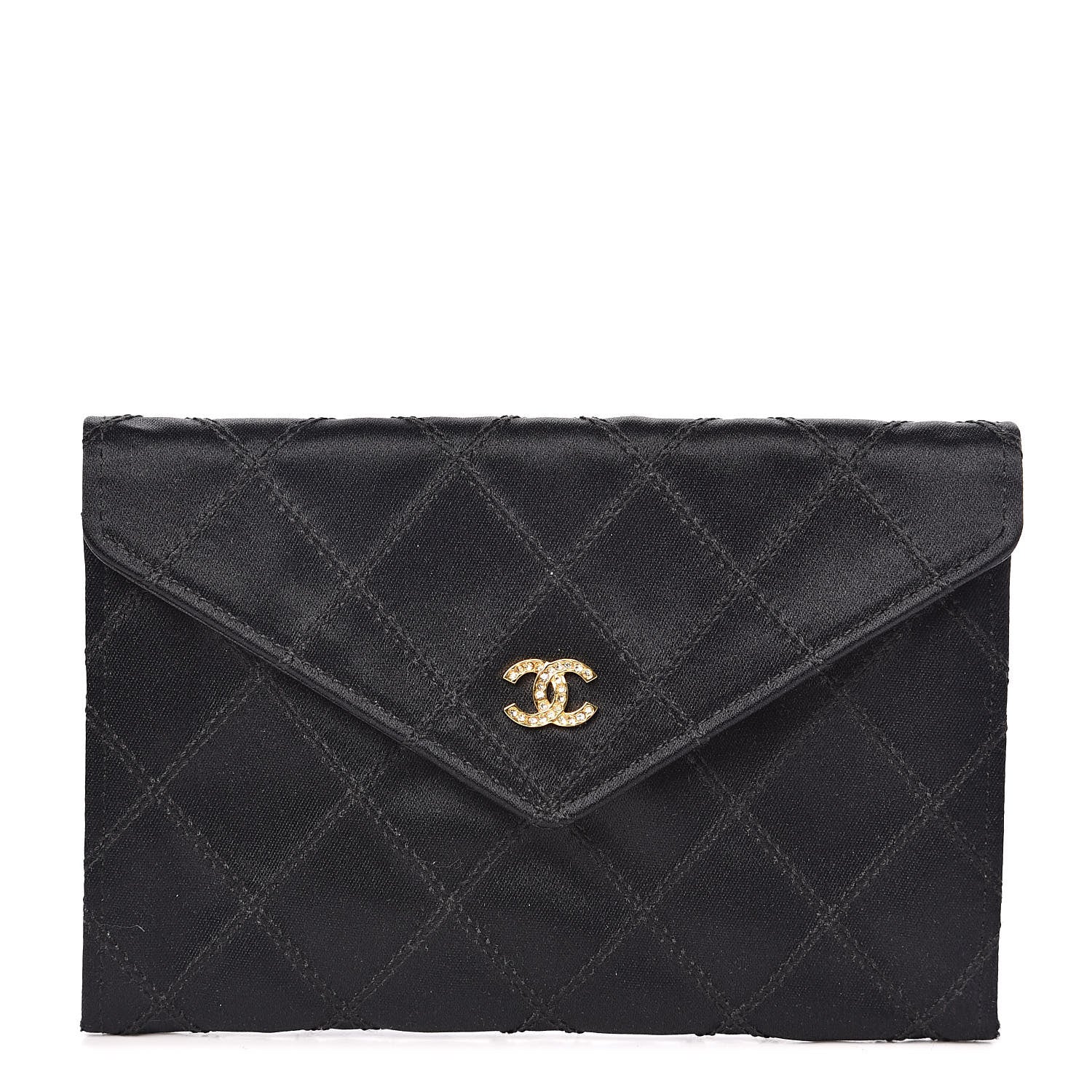 Chanel Satin Stitched Flap Card Case Black 1 of 9