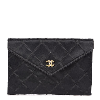 Chanel Satin Stitched Flap Card Case Black 1 of 9