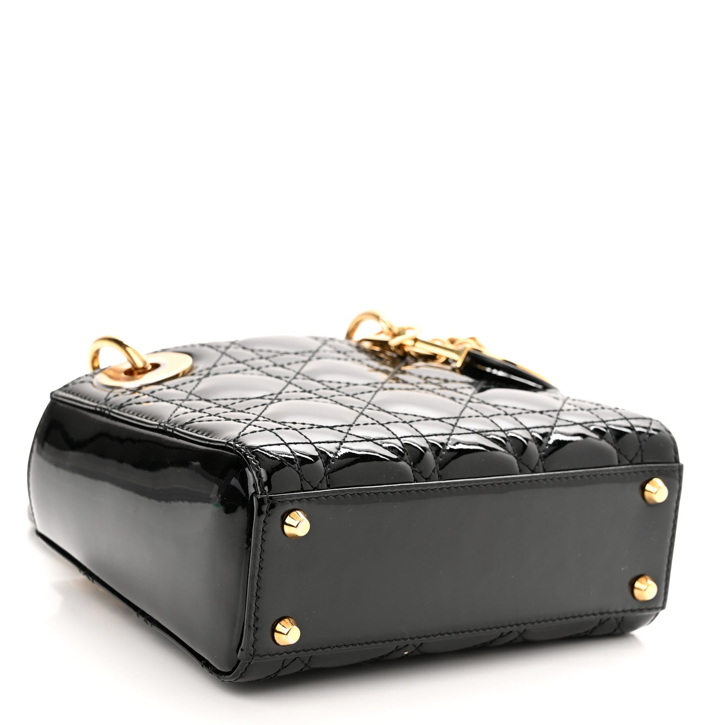 Patent Cannage Mini Lady Dior Black