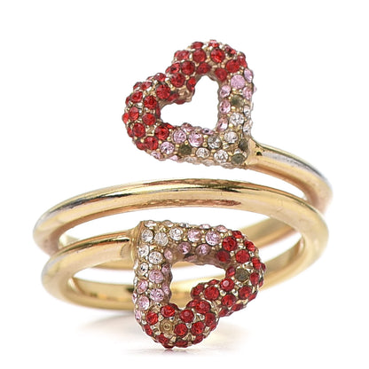 Louis Vuitton Swarovski LV and V Heart Strass Ring L Rose Gold 1 of 7