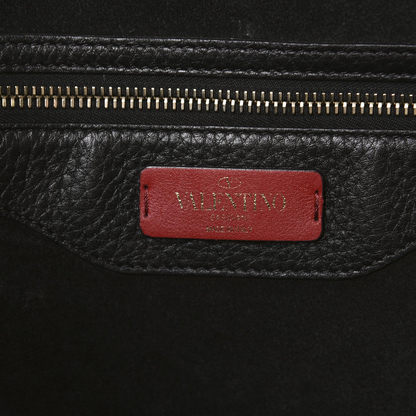 Grained Calfskin Rockstud Shoulder Tote Black